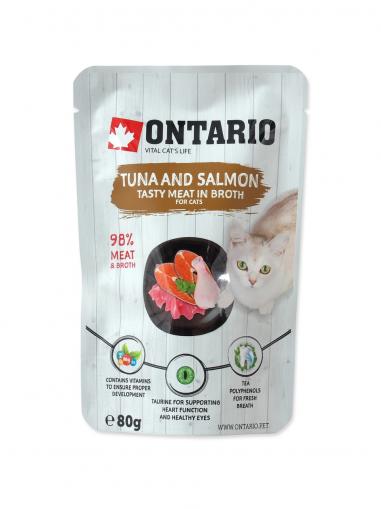 Ontario Cat kapsička Tuna and Salmon in Broth 80 g