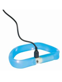Trixie Obojek USB svítící plochý L-XL modrý 70 cm/30 mm 